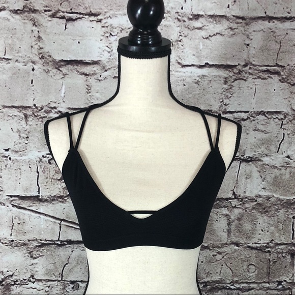 NEW Comfy Double Cross Strappy Back Black Bralette - Picture 4 of 5